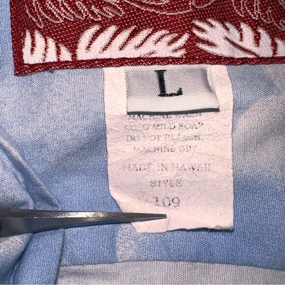 Vintage RJC Hawaiian Button Front Shirt Large Blue Cotton - Picture 4 of 11